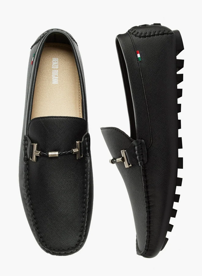 Renzo Ruganni Men Textured Slip-On Loafers